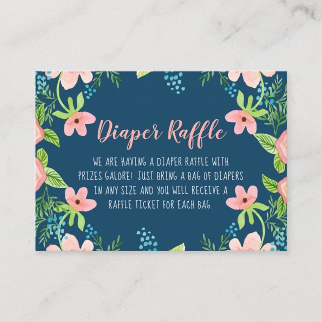 Carte D'accompagnement Baby Girl Douche Déchets Raffle Boho Floral Modern (Devant)