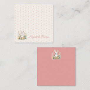 Carte D'accompagnement Baby Girl rose lapin et fleurs