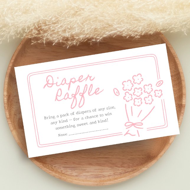 Carte D'accompagnement Baby In Bloom Baby Shower (Hand Drawn Baby in Bloom Baby Shower Diaper Raffle)