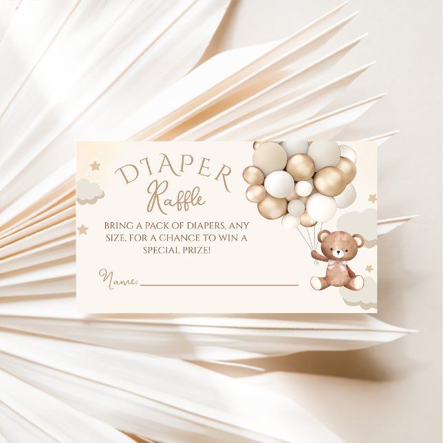 Carte D'accompagnement Baby shower à ballons de l'ours en peluche Raffin (Créateur téléchargé)