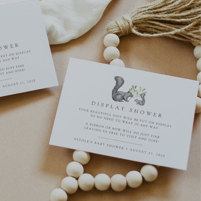 Carte D'accompagnement Baby shower à écureuil en bois avec douche (Créateur téléchargé)