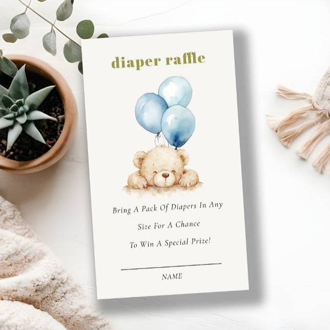Carte D'accompagnement Baby shower à rouleaux bleu Bearly Wait Balloon Di (Créateur téléchargé)