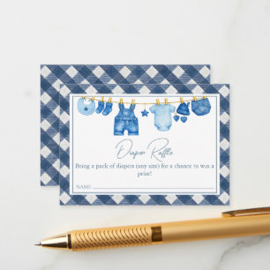 Carte D'accompagnement Baby-shower à thème jean bleu, tombola de couches