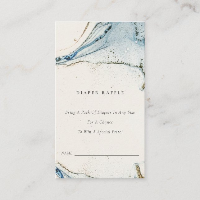 Carte D'accompagnement Baby shower Abstrait Blue Gold Beach Diaper Raffle (Devant)