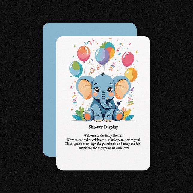 Carte D'accompagnement Baby shower adorable Baby Elephant Ballons (Créateur téléchargé)