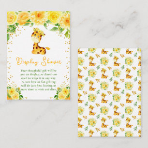 Carte D'accompagnement Baby Shower Affichage Floral Jaune Girafe