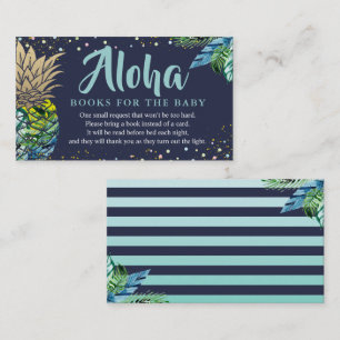 Carte D'accompagnement Baby shower Aloha Navy Blue Pineappy Demande de ca