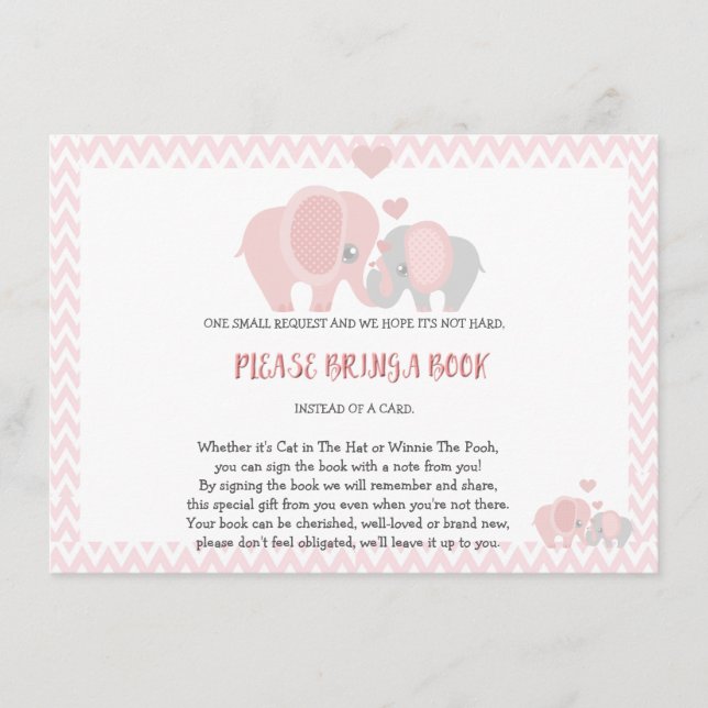 Carte D'accompagnement Baby shower, Amenez un livre, Bébée fille (Devant)