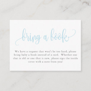 Carte D'accompagnement Baby shower Apportez une demande de livre, bleu cl