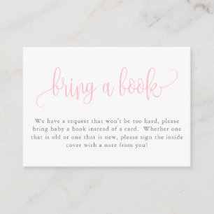 Carte D'accompagnement Baby shower Apportez une demande de livre, rose cl