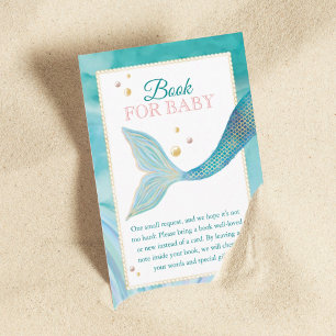 Carte D'accompagnement Baby shower Aqua Ocean Mermaid Tail Book Pour Bébé