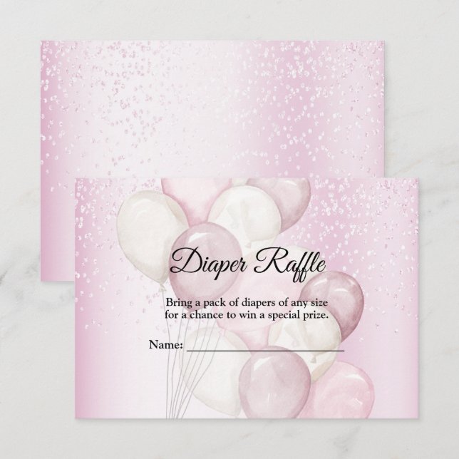 Carte D'accompagnement Baby shower Aquarelle rose Ballons blancs (Devant / Derrière)