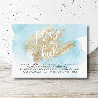Carte D'accompagnement Baby Shower Aquarelle Turquoise Bleu Apportez un L