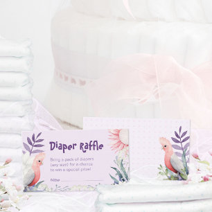 Carte D'accompagnement Baby shower avec thème oiseau floral lavande - Tir