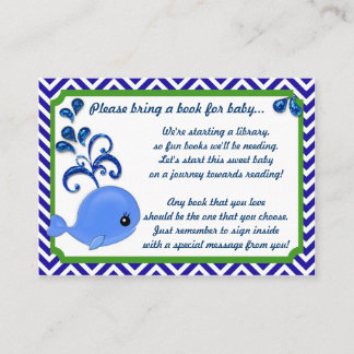 Carte D'accompagnement Baby shower Bébé de Baleine Bleue Livre Insérer