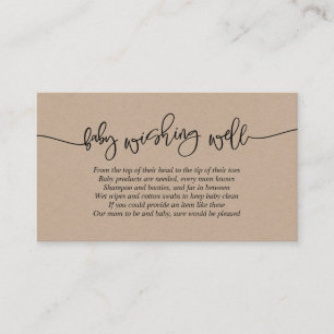 Carte D'accompagnement Baby shower, bien aimé, script Kraft créatif