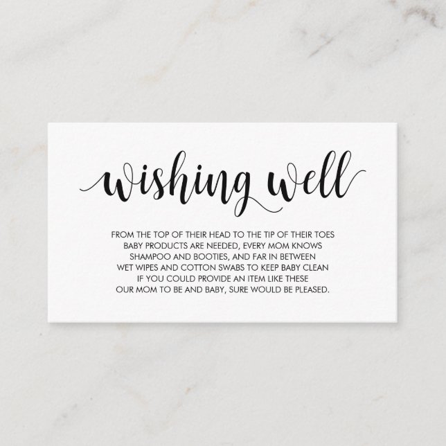 Carte D'accompagnement Baby shower, Bien Envie, Noir Rustique Moderne (Devant)