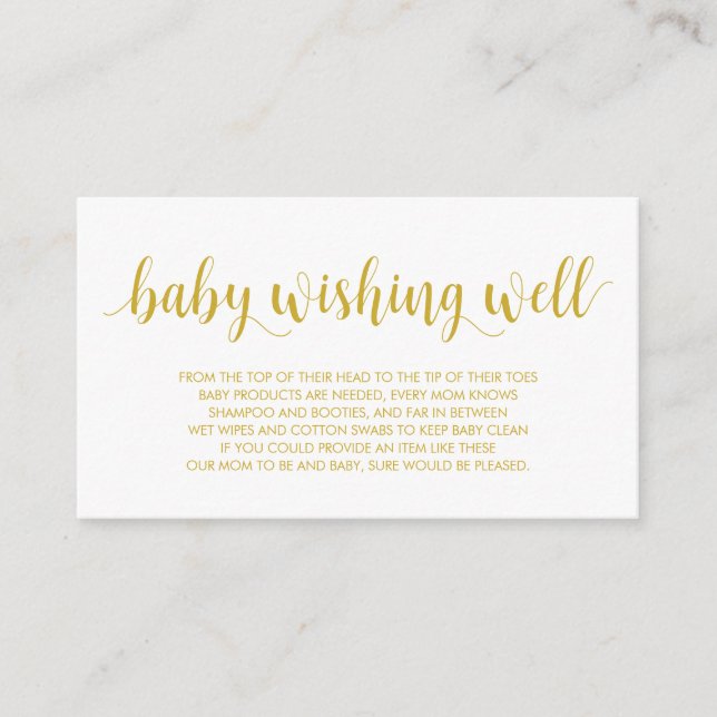 Carte D'accompagnement Baby shower, Bien Envie, Or Rustique Moderne (Devant)