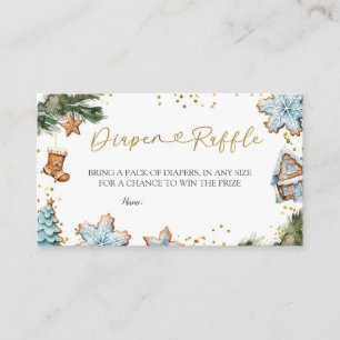 Carte D'accompagnement Baby shower biscuit bleu hiver Raffin de couche