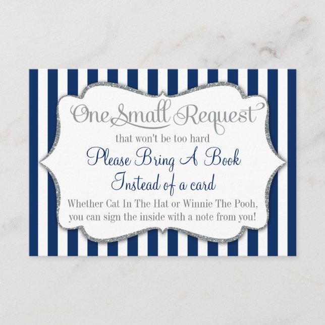 Carte D'accompagnement Baby shower bleu blanc gris Marine Apportez Une Ca (Devant)