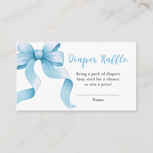 Carte D'accompagnement Baby shower Bleu Coquette Bow Refus de couche (Devant)