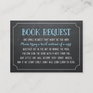 Carte D'accompagnement Baby shower bleu Demande de livre, Apporter un liv