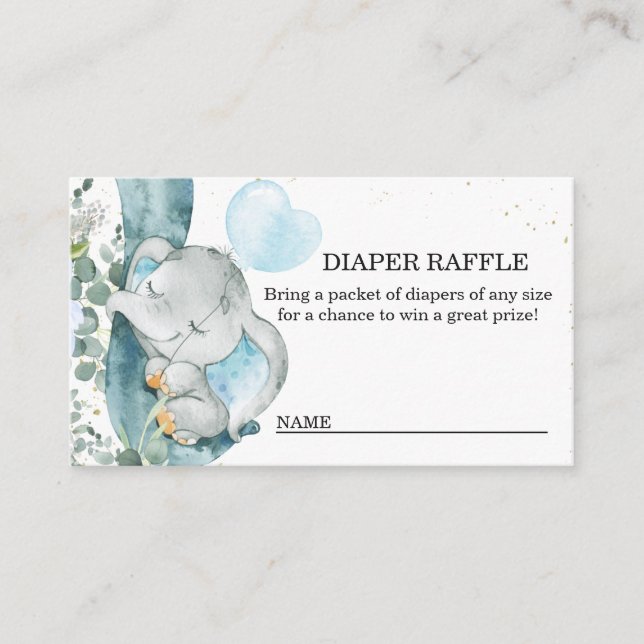 Carte D'accompagnement Baby shower bleu éléphant à balloon Refus de couch (Devant)