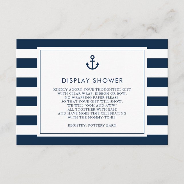 Carte D'accompagnement Baby shower bleu marine Affichage de douche (Devant)