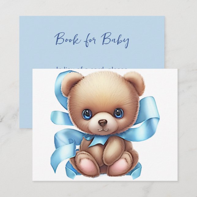 Carte D'accompagnement Baby shower bleu Teddy Bear Boîtier (Devant / Derrière)