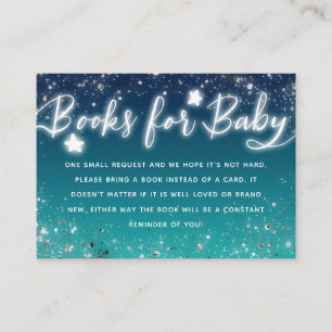 Carte D'accompagnement Baby shower bleu Twinkle Little Stars Demande