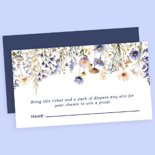 Carte D'accompagnement Baby Shower Bohème Fleur Sauvage Bleue Tirage au S