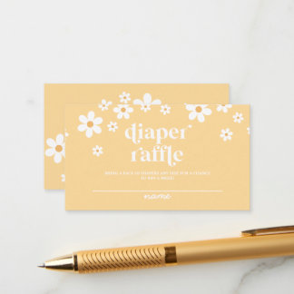 Carte D'accompagnement Baby Shower Boho daisy jaune Diaper Raffle