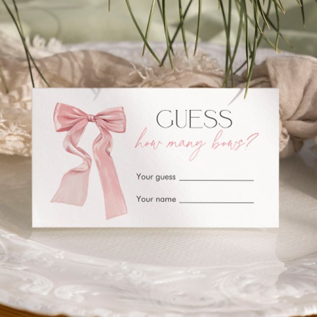 Carte D'accompagnement Baby shower Bow Rose Devinez Combien De Bows (Créateur téléchargé)