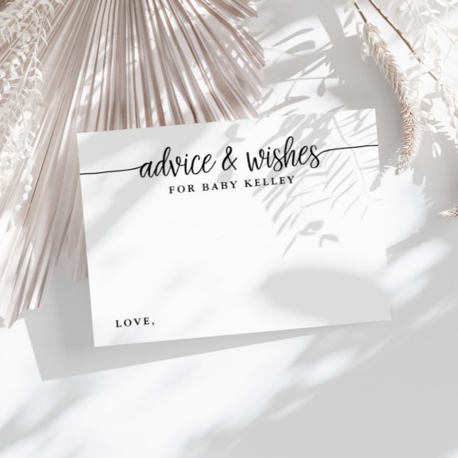 Carte D'accompagnement Baby shower Brosse Script Baby Advice Card (Créateur téléchargé)