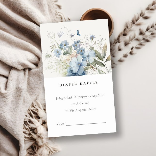 Carte D'accompagnement Baby shower chic Dusky Blue Floral Diaper (Créateur téléchargé)