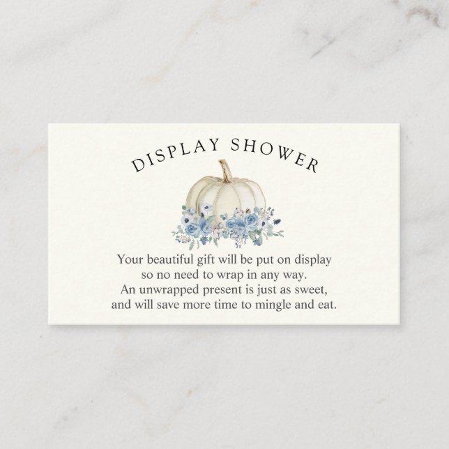 Carte D'accompagnement Baby shower Citrouille blanc et bleu avec douche (Devant)
