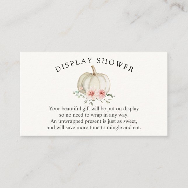 Carte D'accompagnement Baby shower Citrouille blanc et rose avec douche (Devant)