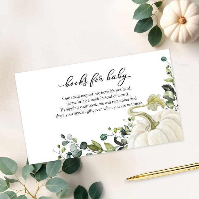 Carte D'accompagnement Baby shower Citrouille de verdure Automne Livres p (Créateur téléchargé)
