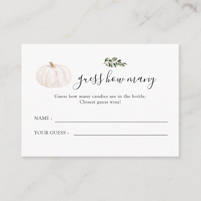 Carte D'accompagnement Baby shower citrouille De Verdure Devine Combien D (Devant)