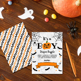 Carte D'accompagnement baby shower Citrouille d'Halloween "C'est un garço
