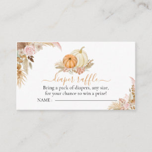 Carte D'accompagnement Baby shower Citrouille floral de chaudière Raffle 