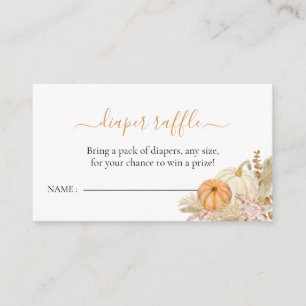 Carte D'accompagnement Baby shower Citrouille floral de chaudière Raffle 