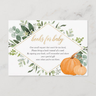 Carte D'accompagnement Baby shower citrouille verdure livre au lieu de ca