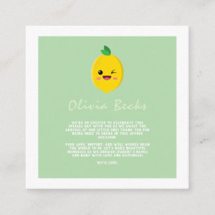 Carte D'accompagnement Baby shower Citrus Lemon