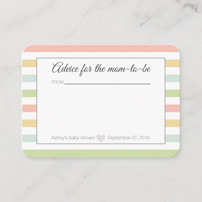 Carte D'accompagnement Baby shower conseil pour maman (Devant)