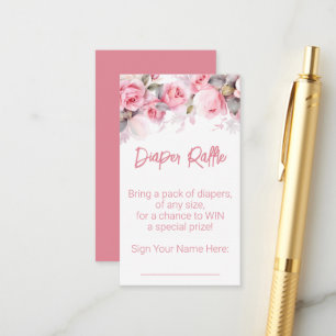 Carte D'accompagnement Baby shower couche loto Fleurs roses roses