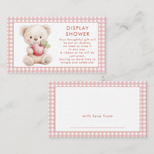Carte D'accompagnement Baby shower d'affichage de l'ours En vichy rose