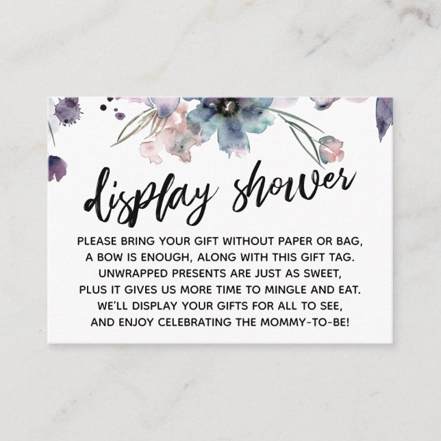 Carte D'accompagnement Baby shower d'affichage des fleurs d'aquarelle (Devant)