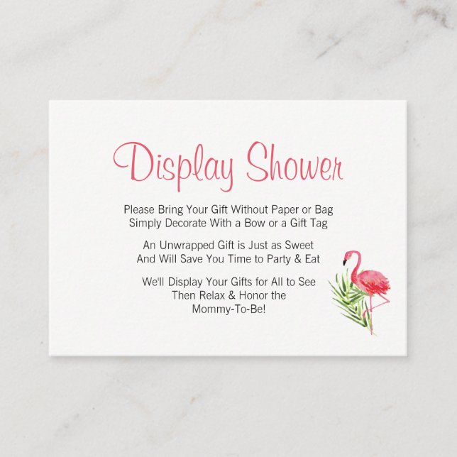 Carte D'accompagnement Baby shower d'affichage du Flamant rose tropical (Devant)