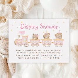Carte D'accompagnement Baby shower d'affichage du train rose ours